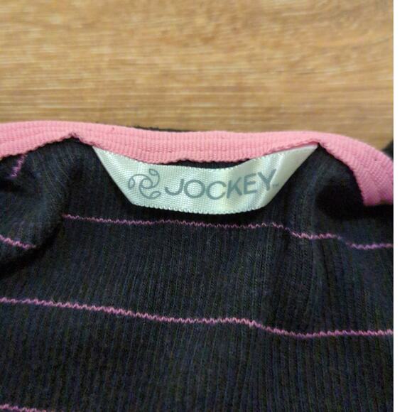 Y2K Jockey Women Medium Tank Top Shirt Ribbed Pink Emo Punk Stripe Goth Vintage - Picture 3 of 7